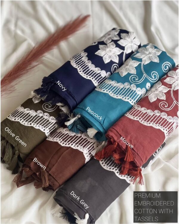 Embroidered cotton hijab